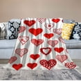 thumbnail image 2 of JEUXUS Love Valentine Throw Blanket: Boho Hearts with Modern Contemporary and Traditional Designed Red and White Hearts, Velour, Accent for Couch Sofa Chair Bed or Dorm (Boho Hearts), 2 of 6