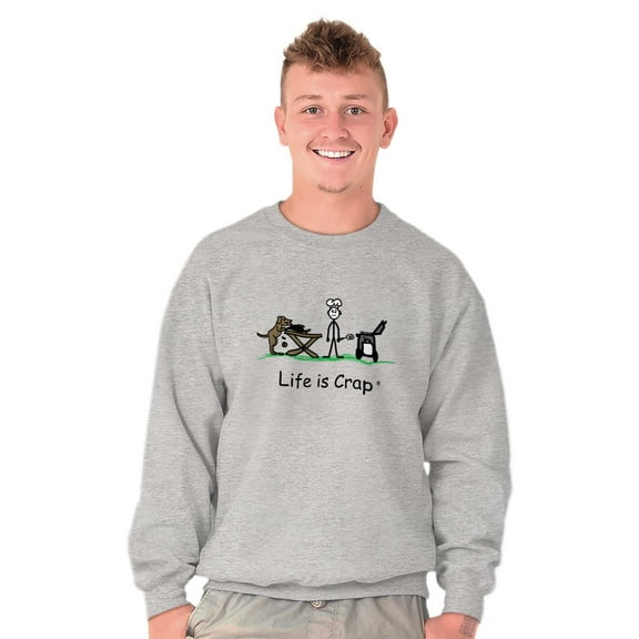 Sneaky Dog Eating BBQ Funny Grilling Men's Crewneck Sweatshirt Brisco Brands S