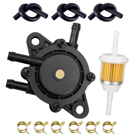 Vermillious Fuel Pump with Fuel Filter & Oil Hose, Vacuum Type, Replaces 808492 808656, for Kohler 17–25HP / Briggs & Stratton / John Deere / Kawasaki / Honda Lawn Mower & Golf Cart