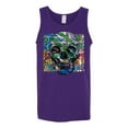 thumbnail image 2 of Wild Bobby, Colorful Abstract Skull Face Streetwear Mens Graphic Tank Top, Purple, Medium, 2 of 3