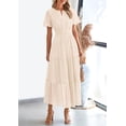 thumbnail image 4 of Vestido largo PRETTYGARDEN 2025 de verano con cuello en V y ojales para mujer, 4 of 7