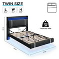 thumbnail image 3 of IDEALSOUL Twin Size Floating Bed Frame with Upholstered Storage Headboard, Metal Platform Bed with Charging Station & LED,No Box Spring Needed,Easy to Assemble (Twin,Black), 3 of 10