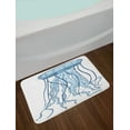 thumbnail image 2 of Jellyfish Bath Mat, Exotic Sea Creature Organism in Vintage Old Sketch Style Illustration, Plush Bathroom Decor Mat with Non Slip Backing, 29.5" X 17.5", Pale Blue Sea Blue, by Ambesonne, 2 of 2