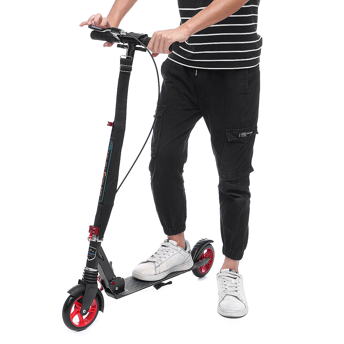 Tenboom Aluminum Scooter for Kids Ages 6-12 20mm Large Wheels Folding Adjustable Kids Adults Micro Scooter with Dual Suspension Rear Foot Brak and Free Carry Strap