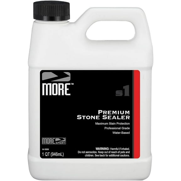 More Premium Stone Sealer - Water-Based Protectant - Granite, Marble, Concrete & Grout Sealer - for Indoor & Outdoor Use - Protects Against Oil, Water-Based Stains - Unscented - Quart (32 oz)