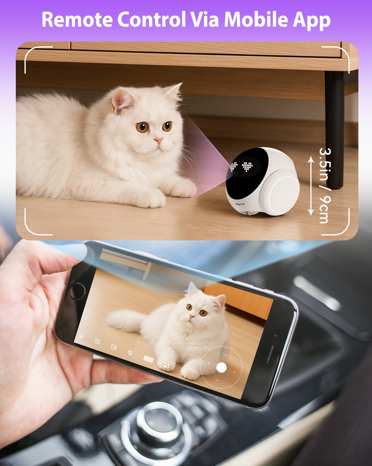 1080P Indoor Safety Robot  - App-Controlled Pet/Elderly/Baby Monitor with 2-Way Audio, Motion Detection, Night Vision & Auto-Charging (White)