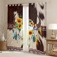 thumbnail image 2 of Erosebridal Brown Cowhide Blackout Curtains Sugar Skull Western Curtains & Drapes 2 Panels 52"Wx84"L,Wild Animal Skin Gothic Bone Curtains Bull Cattle Cow Print Sunflower Bohemian Western Decor, 2 of 6