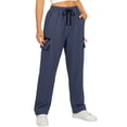 thumbnail image 2 of Minjewel Women's Loose Casual Quick-Dry Cargo Pants with Drawstring, Tactical Trousers for Outdoor, Hiking, and Travel, Comfortable and Durable,Navy,S, 2 of 8