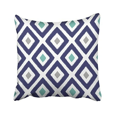 Aqua Blue Decorative Pillows WinHome Decorative Navy Blue Aqua and Grey Diamond Pattern Design Decorative Throw Pillow Case Cover Size 20x20 inches Two Side ()