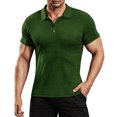 thumbnail image 2 of toraway Fall Clothes Men Shirts Set Men's Slim Fit Zip up Lapel Solid Color Knit Fashion Short Sleeve L, 2 of 4