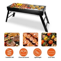 Foldable Charcoal BBQ Grill - Portable Tabletop Grill for Camping, Picnic, Backyard - Stainless Steel, Easy Setup