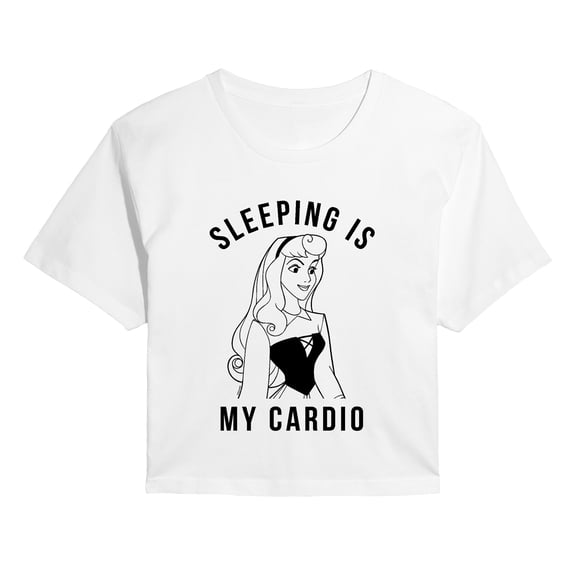 Disney - Aurora Sleeping Is My Cardio - Juniors Cropped Graphic T-Shirt