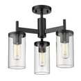 thumbnail image 1 of Golden Lighting 7011-3SF BLK-CLR Winslett 3 Light in Black with Ribbed Clear Glass Shade, 1 of 1
