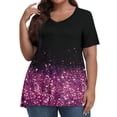 thumbnail image 2 of IYYVV Cute Plus Size Tops Casual Summer Casual Sexy Shirts For Women Sequin Print V Neck T Shirts Short Sleeve Tunics Trending Womens Clothes Fall Fashion 2024 Red 5XL, 2 of 7