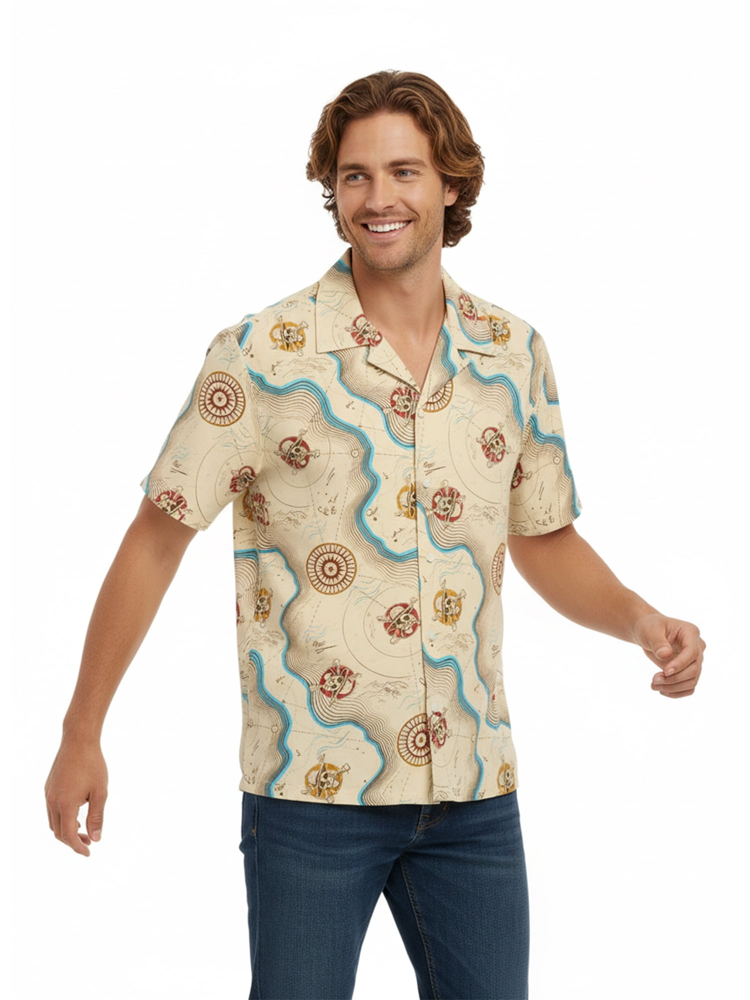 One Piece, Men's & Big Men's Graphic Button-Up Shirt, Sizes S-3XL