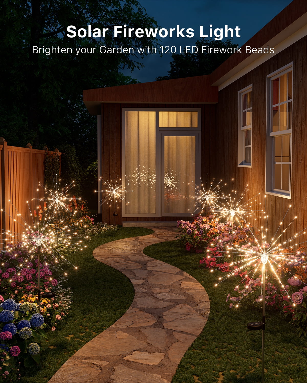 Yinghao 4 pack Warm White Solar Firework Lights, Outdoor Waterproof Garden Sparkler Lighting, Bendable Copper Wire DIY Design Yard Decor, Flower Bed
