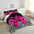 thumbnail image 3 of jejeloiu Cute Bowtie Ribbon Full Size Comforter Sets,Chic Leopard Print Bedding Comforter Set,Romantic Valentine'S Day Gifts Bedding Sets For Men Women,Luxury Bedroom Decor,3 Pieces, 3 of 8