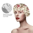 thumbnail image 4 of Kll Paris Vintage Pattern Shower Cap & Bath Cap For Women,Reversible Oversized Waterproof Shower Caps For All Hair Lengths,Elastic Reusable Bathing Hair Cap, 4 of 9