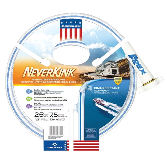 Teknor Apex 1108899 1/2" x 25' RV/Marine Neverkink Hose