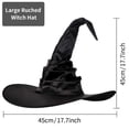 thumbnail image 2 of GILIGEGE Women's Solid Color Ruched Witch Hat,Wizard Cosplay Costume Accessory,Wide Brim Curved Pointed Hat for Halloween Party,Christmas Masquerade and Carnival Events Black, 2 of 5