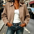 thumbnail image 5 of Tbopshirt Jacket for Women Lapel Collar Full Zip Soft Texture Jacket, Loose Drop Shoulder Long Sleeve Casual Outerwear With Side Pockets for Fall Winter, 5 of 5