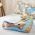 thumbnail image 4 of Homewish Cute Cats Animal Twin Quilt Set,Cartoon Pet Themed Twin Coverlet Set,Green Blue,2-Piece, 4 of 7