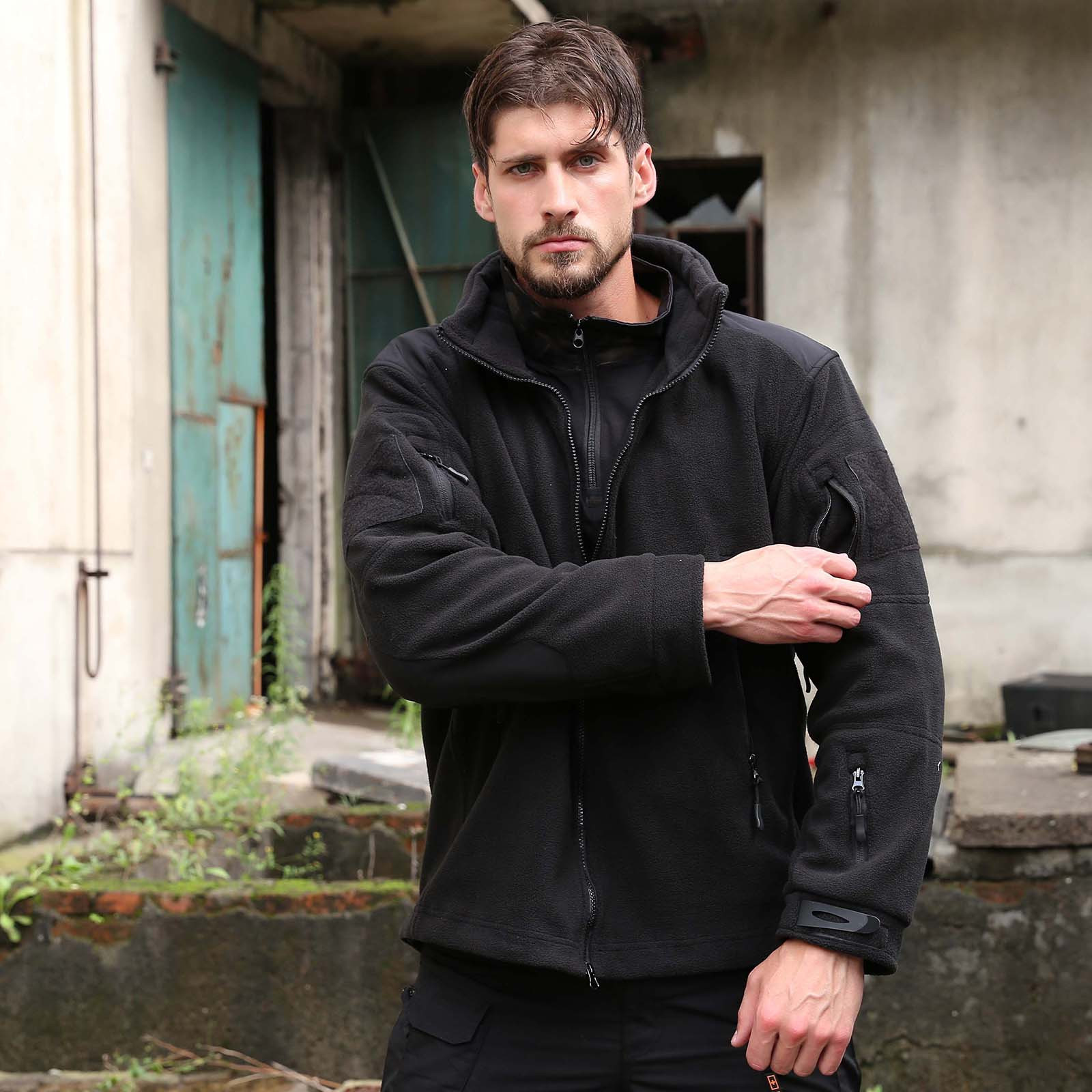 Floleo Men Coat Clearance Summer Fall Outdoor Stand up Collar Fleece Thickened Warm Sports Men s Fleece Jacket