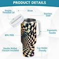 thumbnail image 2 of Yayeee 40oz Stainless Steel Tumbler with Straw and Handle Double-Wall Insulated Travel Water Bottle, Beige Wavy Plaid, 2 of 8