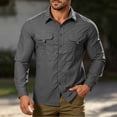 thumbnail image 4 of CQONEPT Men's Long Sleeve Tactical Shirt Ripstop UPF 50+ Top Breathable Button Down Outdoor Hiking Clothes with Pockets Gray XL, 4 of 7