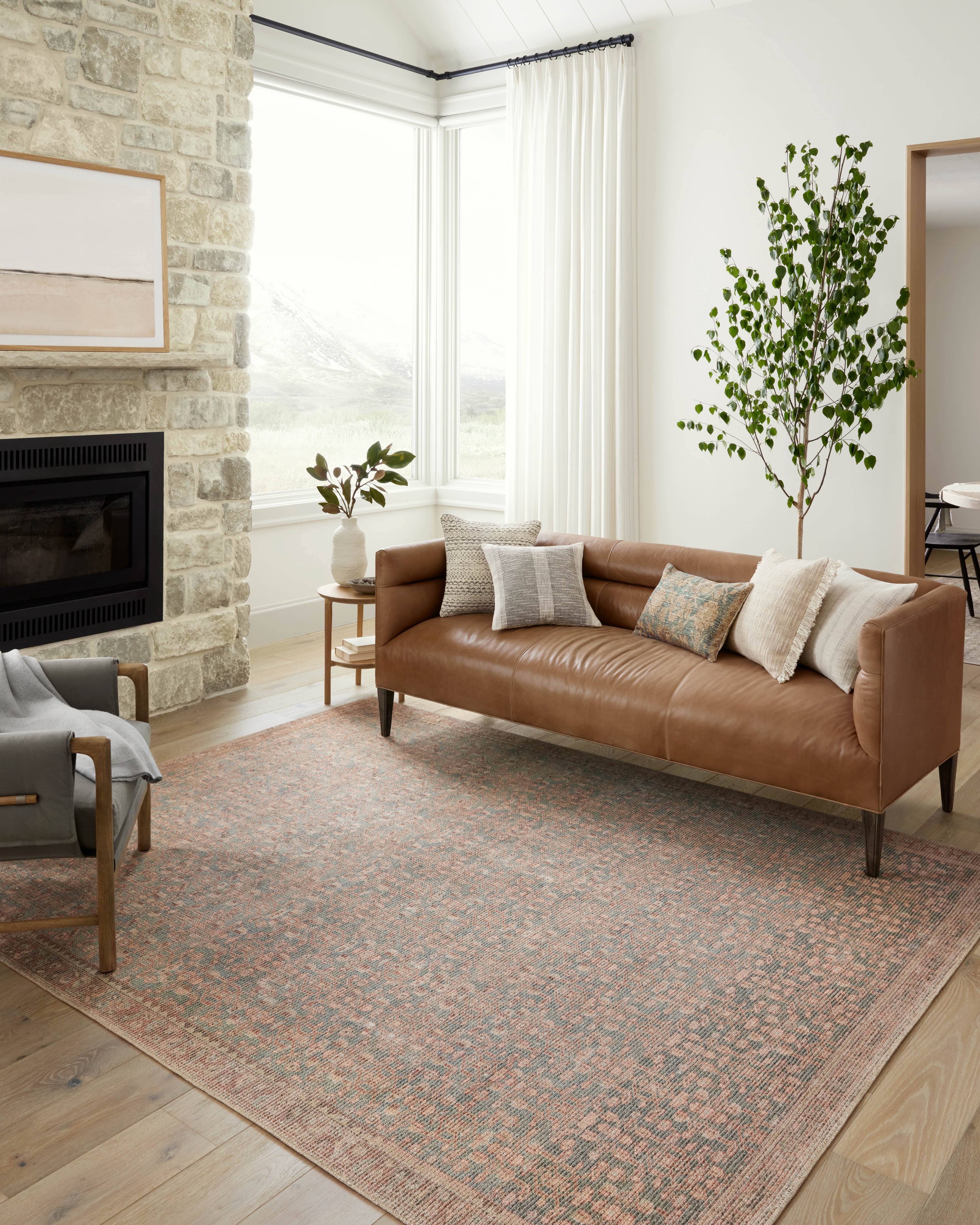 Angela Rose x Loloi Aubrey Blue / Terracotta 2'-6" x 12'-0" Runner Rug