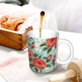 thumbnail image 3 of Yiaed Rose Flowers Print Ceramics Coffee,Large Handle Design,Extra Large Tea and Coffee Cup for Office and Home Mugs, 3 of 6