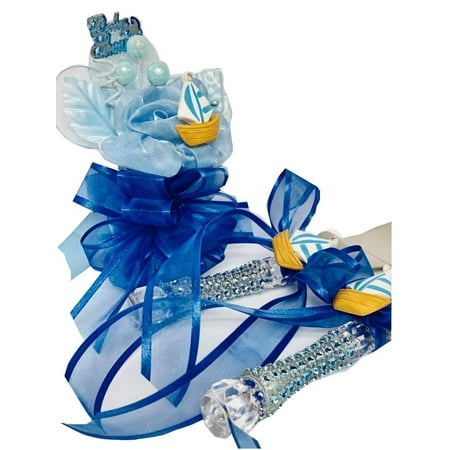 Nautical Sailor Theme Blue Baby Shower Corsage And Cake Knife Set Keepsake