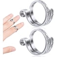 thumbnail image 4 of 2pcs Knitting Crochet Ring, Knitting Crochet Loop for Crafts Hand, Adjustable Knitting Crochet Loop Ring, Alloy Open Yarn Guide Crochet Ring for Weaving Hook Line 3cmx3cmx1cm Silver, 4 of 5