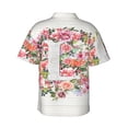 thumbnail image 3 of Letter L Flower Graphic Hawaiian Shirts For Men, Summer Short-Sleeve Relaxed-Fit Button-Down Shirts Small, 3 of 9