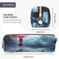 thumbnail image 3 of Fotbe Lighthouse in a Stormy Sea Estuche para Lápices de Cuero con Estampado, Estuche con Cremallera Resistente, Organizador Compacto y Elegante para Papelería, 3 of 7