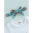 thumbnail image 5 of Franhais Infant Baby Unisex Casual Suit, Short Sleeve Letter Printed Romper Tops+Printed Triangle Shorts+Headband, 5 of 8