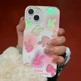 thumbnail image 6 of Pink Holographic Bunny Phone Case for iPhone 12, Cute Flower Laser Korean Cartoon Rabbit Case for Women Girls, 6 of 12
