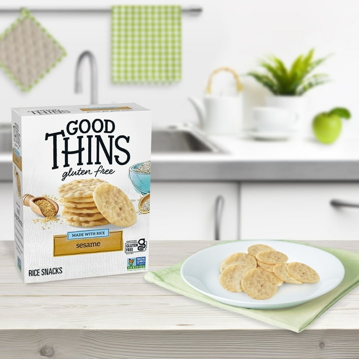 (2 pack) GOOD THINS Sesame Rice Snacks Gluten Free Crackers, Snack Crackers, 3.5 oz