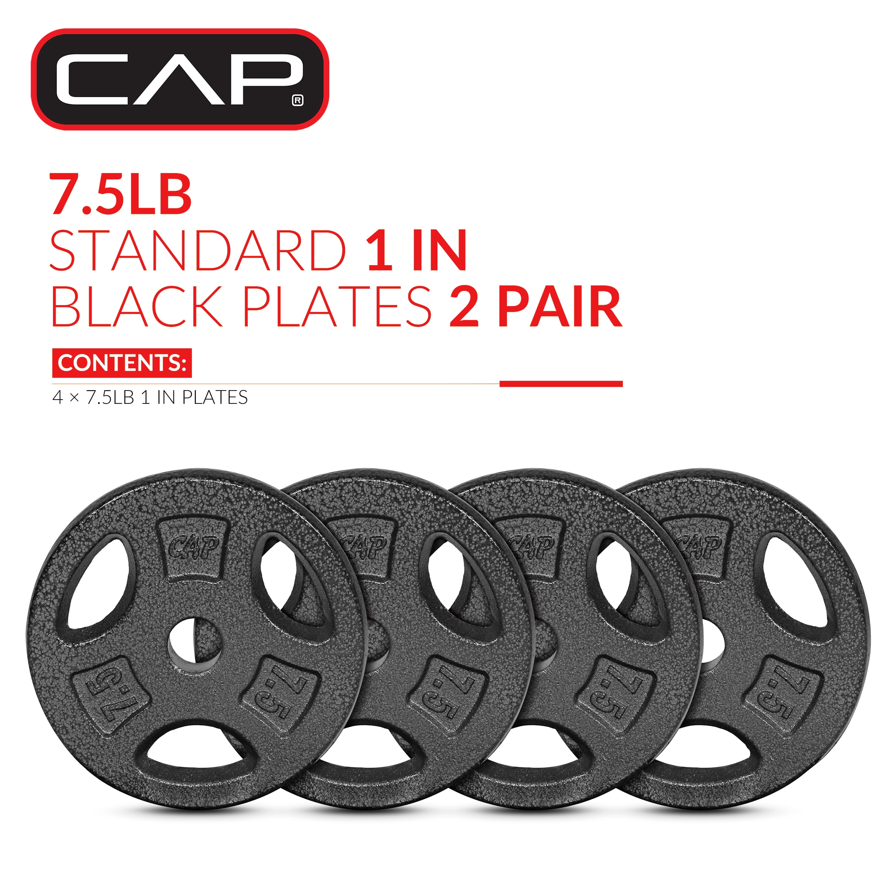 CAP Barbell Standard 7.5lb BLACK Plate Pack B (x4)