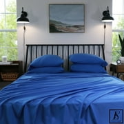 Elizabeth Samuel – Blue Queen Size Bed Sheet Set 100% Bamboo - 15” Deep Pockets Soft, Cooling, and Machine Washable 6 pieces - 4 pillowcases, 1 flat sheet, 1 fitted sheet (Blue, Queen)