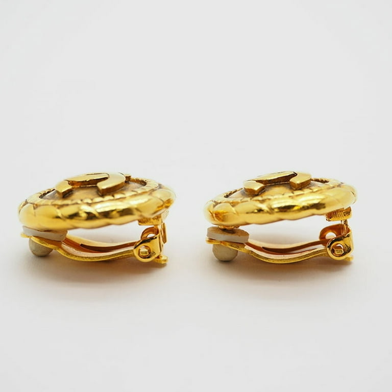 Pre-Owned CHANEL round coco mark earrings gold medium size (Good
