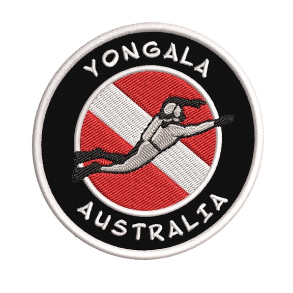 Yongala, Australia Scuba Diver Flag 3.5 Inch Iron Or Sew On Embroidered Fabric Badge Patch Ocean Beach, Salt Life Iconic Series