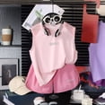 thumbnail image 2 of Girls Athletic Sets Summer Sleeveless Shorts, Toddler Kids Outfit Set 2 Piece Cool Feeling, Pink Size 3-4 Years, 2 of 6