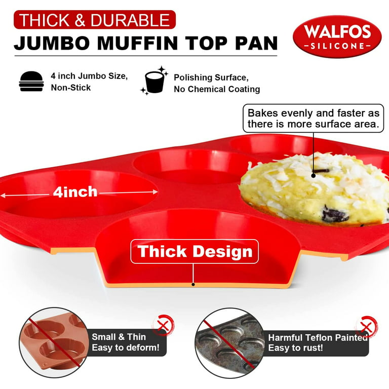 Silicone Muffin Pan12 Cup Large,Non-Stick Jumbo Muffin Pan,Food Grade Silicone Baking Pan - BPA Free and Dishwasher Safe, Orange