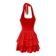 thumbnail image 4 of DHFJKG Women Summer Halter Dresses Square Neck Tiered Mini Dress Sexy Slim Fit Sleeveless Solid Color Going Out Party Wear Soft Dresses, 4 of 6
