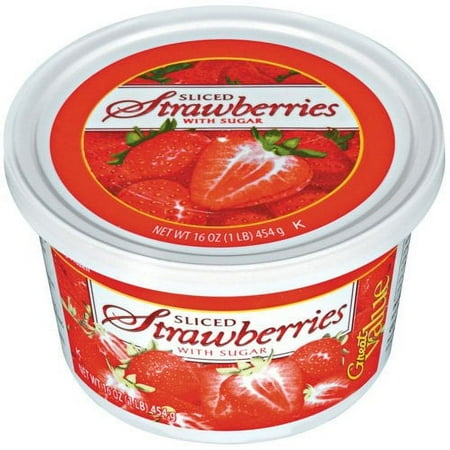 Great Value Sliced Strawberries with Sugar, 16 oz (Frozen)