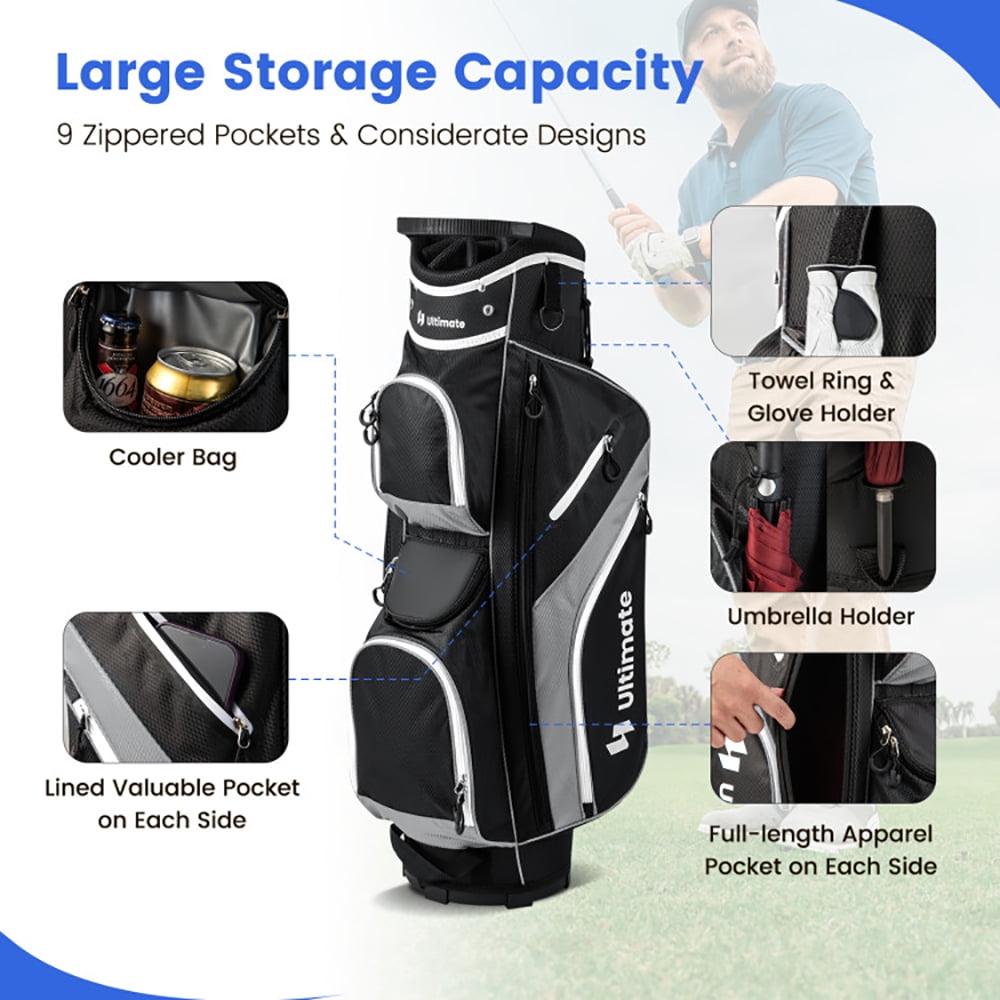 Spaco Golf Cart Bag with 14 Way Top Dividers-Gray, Golf Stand Bag for Men & Women,Multiple Pockets, Lightweight & Durable