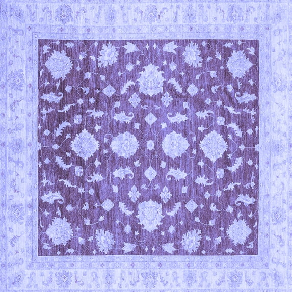 Ahgly Company Machine Washable Indoor Square Oriental Blue Traditional Area Rugs, 8' Square