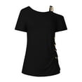 thumbnail image 3 of TYGHBN Women Summer Short Sleeved Metal Button Solid Color Top T Shirt Shirt Athletic Women Short Sleeve Casual Shirts for Women Women's T Shirts Casual Small Long Sleeve Shirt Womens Top Women's T, 3 of 4