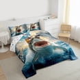 thumbnail image 3 of Feelyou Kawaii Ocean Sealife Full Size Comforter Sets, Cat Riding Shark Bedding Comforter Set, Teens Boys Girls Kids Reversible Bedding Sets, Microfiber Bedroom Decor, 3pcs, 3 of 8